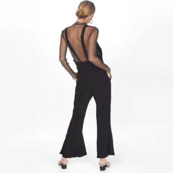 NWT Flynn Skye Jay Ruffle Hem Pocket Overalls Jumpsuit In Black Small - Picture 4 of 9